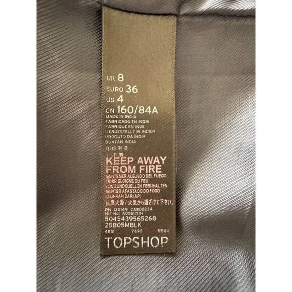 Topshop Black Genuine Leather Silver Hardware Relaxed Oversize Moto Jacket Sz 4